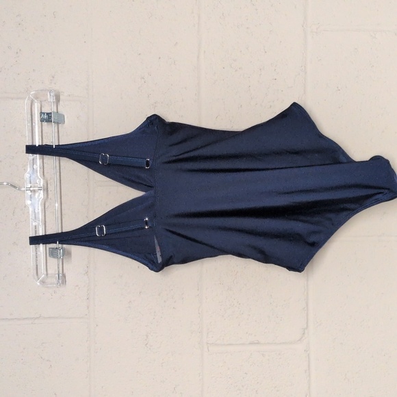 Women's Navy Blue One Piece Adjustable Strap Slimming Swimsuit Size Small - Picture 4 of 6